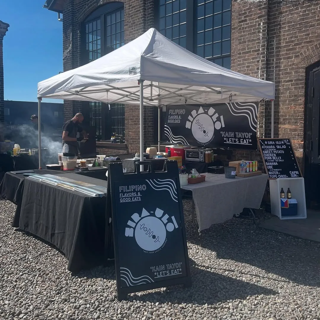 Pop-up tent setup at Basilica Hudson