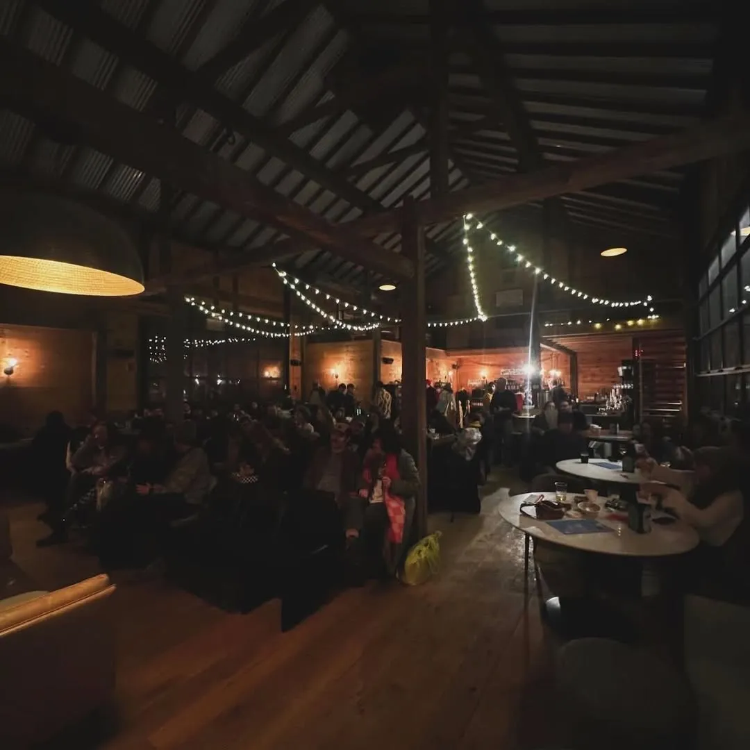 Community crowd inside the barn at Boondocks Film Society